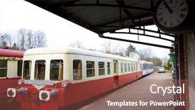  Presentation with diesel - Presentation theme enhanced with diesel train - railway station in toucy burgundy background and a tawny brown colored foreground