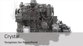 Presentation with engine - Slides having components tractor - image of an engine background and a light gray colored foreground