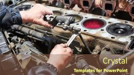  Presentation with mechanic repair - Theme enhanced with engine repair service automobile mechanic background and a tawny brown colored foreground