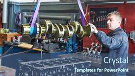  Presentation with diesel engine - Beautiful PPT layouts featuring diesel-truck-engine-repair-service backdrop and a ocean colored foreground