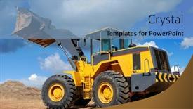  Presentation with wheel loader - Audience pleasing PPT theme consisting of diesel-wheel-loader-with-risen backdrop and a light blue colored foreground