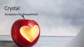  Presentation with heart disease diet - Slide set consisting of fresh red apple with heart background and a  colored foreground