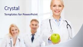  Presentation with green apple - Amazing presentation theme having health diet - healthcare and medicine concept backdrop and a sky blue colored foreground