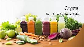  Presentation with healthy eating - Colorful PPT theme enhanced with diet and detox concept - plastic backdrop and a sky blue colored foreground