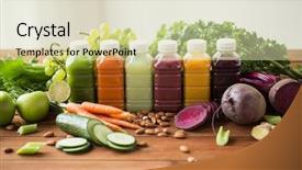  Presentation with healthy eating - Amazing theme having diet and detox concept - plastic backdrop and a soft green colored foreground