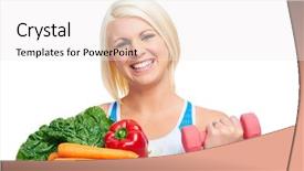  Presentation with exercise - Cool new PPT layouts with diet and exercise woman healthy backdrop and a  colored foreground