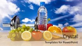  Presentation with diet - Colorful PPT theme enhanced with kcal - diet and fitness backdrop and a yellow colored foreground