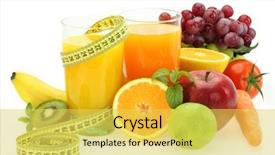  Presentation with fresh fruits vegetables - Presentation theme featuring diet and nutrition fresh fruits background and a yellow colored foreground