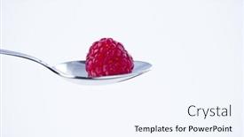  Presentation with blackberry - Colorful PPT theme enhanced with diet blackberry bite in a spoon backdrop and a sky blue colored foreground