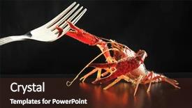  Presentation with fight - Colorful PPT theme enhanced with food cancer - crayfish and fork backdrop and a tawny brown colored foreground