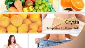  Presentation with health diet - Amazing slides having diet collage backdrop and a coral colored foreground