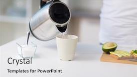  Presentation with healthy eating food photography - PPT theme enhanced with diet concept - man with kettle background and a white colored foreground