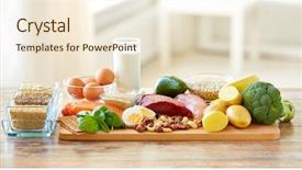  Presentation with healthy eating - Amazing PPT theme having diet concept - natural food backdrop and a lemonade colored foreground