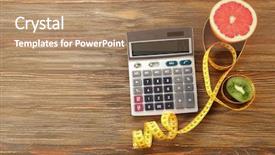  Presentation with measuring - Slide deck enhanced with diet concept calculator measuring tape background and a  colored foreground