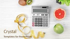  Presentation with diet - Beautiful slide deck featuring diet concept calculator measuring tape backdrop and a  colored foreground