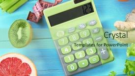  Presentation with tape - PPT theme with diet concept calculator measuring tape background and a  colored foreground