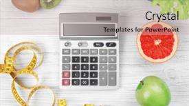  Presentation with diet - Slide deck having diet concept calculator measuring tape background and a  colored foreground