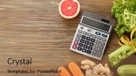  Presentation with diet low carb concept healthy - Slides having diet concept calculator measuring tape background and a  colored foreground