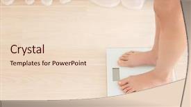  Presentation with diet - Cool new slide deck with diet concept female bare feet standing on scales backdrop and a lemonade colored foreground
