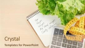  Presentation with diet - Theme having diet concept measuring tape calculator background and a  colored foreground