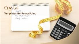  Presentation with diet - Cool new theme with diet concept measuring tape calculator backdrop and a  colored foreground