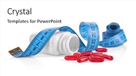  Presentation with diet - PPT theme featuring diet concept measuring tape background and a white colored foreground