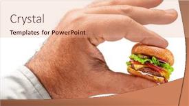  Presentation with diet - PPT theme having diet-concept-small-cheeseburger background and a coral colored foreground