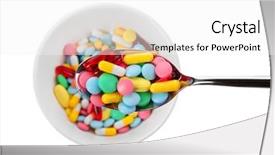  Presentation with spoon - Cool new PPT layouts with diet concept spoon and bowl backdrop and a white colored foreground