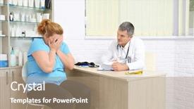  Presentation with doctor office - Theme featuring diet consultant - overweight woman having consultation background and a coral colored foreground