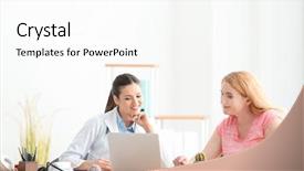  Presentation with worried young female college student - Theme with diet consultant - young female doctor consulting overweight background and a white colored foreground