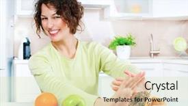  Presentation with healthy food - Cool new presentation theme with diet dieting concept healthy food backdrop and a soft green colored foreground