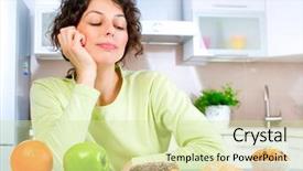  Presentation with healthy food - Beautiful presentation featuring diet dieting concept healthy food backdrop and a soft green colored foreground