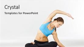  Presentation with fitness - Cool new presentation with diet exercise - brunette fitness model preparing backdrop and a white colored foreground