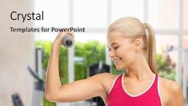  Presentation with sporty - Colorful PPT theme enhanced with diet exercise - picture of young sporty woman backdrop and a white colored foreground