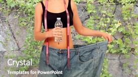  Presentation with stuck - Colorful theme enhanced with diet exercise - thin woman stuck in huge backdrop and a gray colored foreground