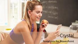  Presentation with gym - Amazing slide deck having diet exercise - woman wearing gym clothing looking backdrop and a coral colored foreground