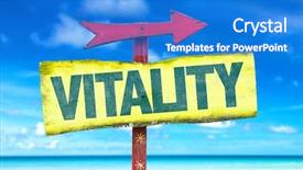  Presentation with stress - Audience pleasing presentation theme consisting of diet exercise stress free life - vitality sign with beach background backdrop and a cobalt blue colored foreground