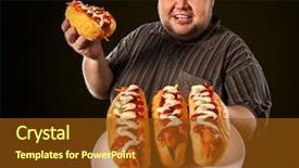  Presentation with obesity food - Theme enhanced with diet failure of fat man background and a tawny brown colored foreground