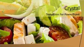  Presentation with roasted chicken - Theme with diet food - cesar salad with roasted chicken background and a yellow colored foreground