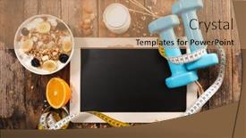  Presentation with healthy breakfast - Slide deck featuring diet-food-concept-blackboard background and a coral colored foreground