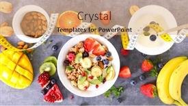  Presentation with fruit yogurt - Theme featuring diet-food-concept-granola-yogurt background and a coral colored foreground