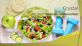  Presentation with diet - PPT theme having diet-food-concept-vegetable-salad background and a yellow colored foreground