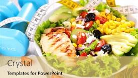  Presentation with food chicken - Slides enhanced with diet-food-concept-with-vegetable background and a yellow colored foreground