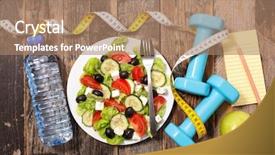  Presentation with diet - Audience pleasing slide set consisting of diet food concept backdrop and a coral colored foreground