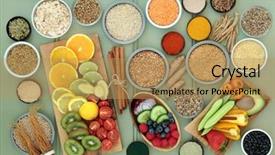  Presentation with health diet - Theme having diet health food for liver background and a gold colored foreground