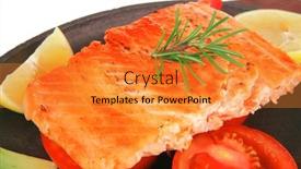  Presentation with white healthy food - Presentation consisting of diet healthy food hot grilled sea salmon fillet served on iron pan over wooden plate isolated on white background background and a gold colored foreground