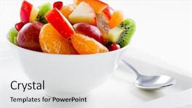  Presentation with weight loss - Slide deck enhanced with diet healthy fruit salad background and a white colored foreground
