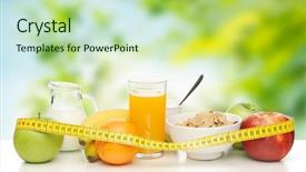  Presentation with healty - Audience pleasing slide set consisting of diet and healty eating concept backdrop and a mint green colored foreground