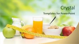 Presentation with healty - Colorful slide deck enhanced with diet and healty eating concept backdrop and a mint green colored foreground