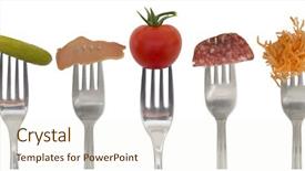  Presentation with hydroponics vegetables hydroponic vegetable - Theme featuring diet nutrition - collection of forks with vegetables background and a cream colored foreground